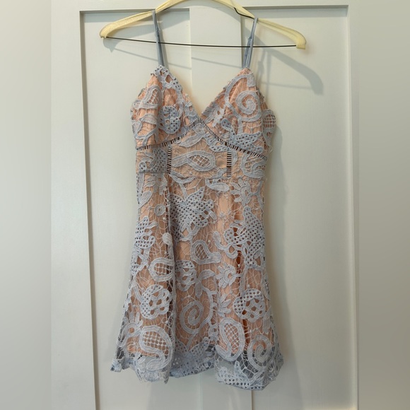 Revolve light blue lace dress - Picture 3 of 4